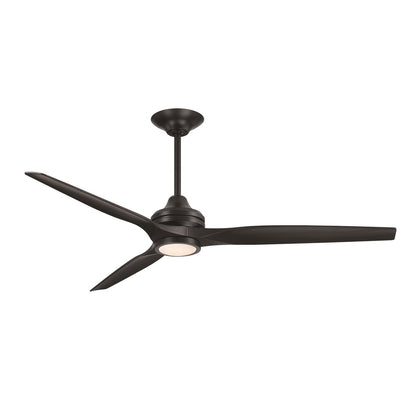 Fanimation Spitfire DC Custom 64in Downrod Ceiling Fan with LED Light | Modern Black and Black Buttonwood Blades | Covered | Model FPD6721BBL-64BL-LK
