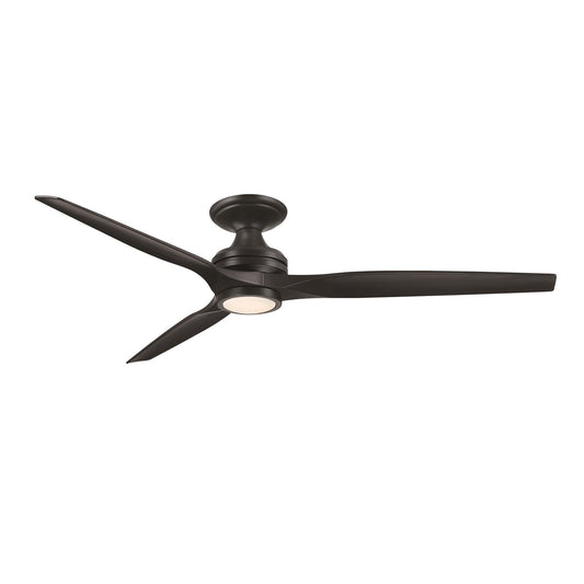 Fanimation Spitfire DC Custom 64in Flush Smart Ceiling Fan | Matte Black and Black Buttonwood Blades | Covered Patio | Model FPD6721BBL-64BL-LK-F