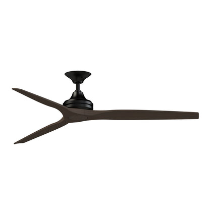 Fanimation Spitfire DC Custom 64in Downrod Smart Ceiling Fan | Matte Black and Dark Walnut Buttonwood Blades | Covered Patio | Model FPD6721BBL-64DWA