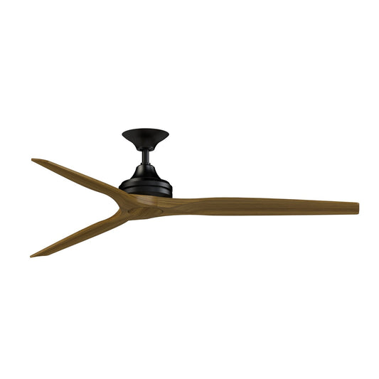 Fanimation Spitfire DC Custom 64in Downrod Smart Ceiling Fan | Black and Koa | Covered Patio & Living Room | 64 x 64 x 19.69 in | Model FPD6721BBL-64K
