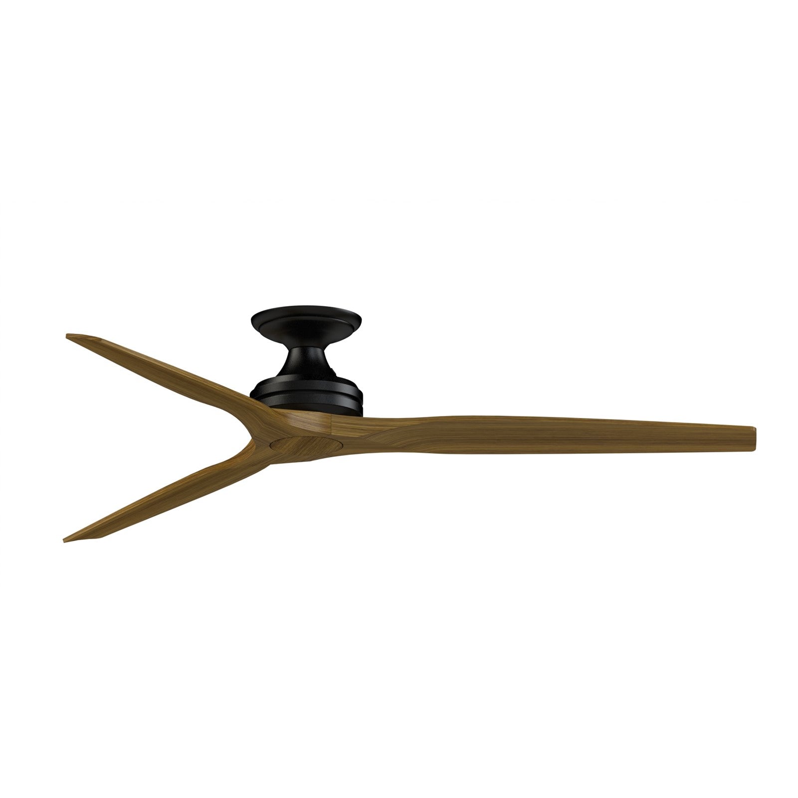 Fanimation Spitfire DC Custom 64in Flush Ceiling Fan | Black and Koa Wood Blades | Covered Patio & Bedroom | Model FPD6721BBL-64K-F