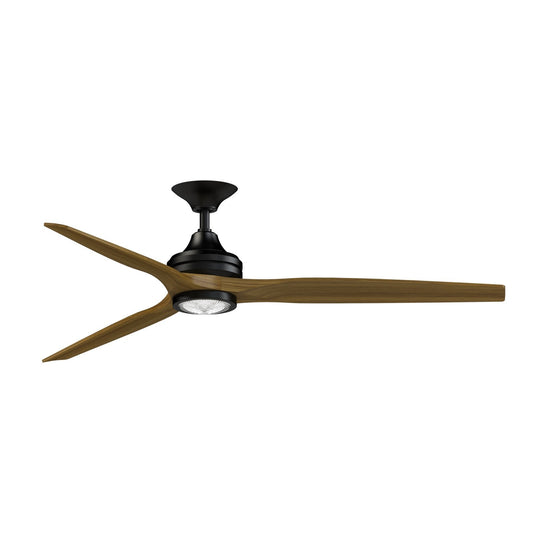 Fanimation Spitfire DC Custom 64in 1-Light Ceiling Fan | Black and Koa Wood Blades | Covered Patio & Bedroom | Model FPD6721BBL-64K-LK