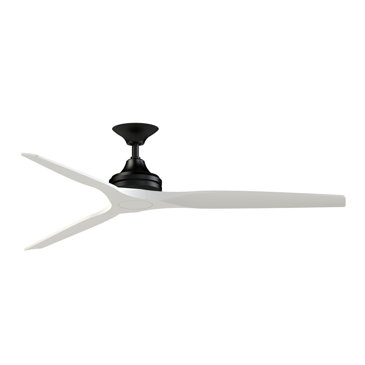 Fanimation Spitfire DC Custom 64in Downrod Smart Ceiling Fan | Black and Matte White Blades | Covered Patio & Indoor Living | Model FPD6721BBL-64MW
