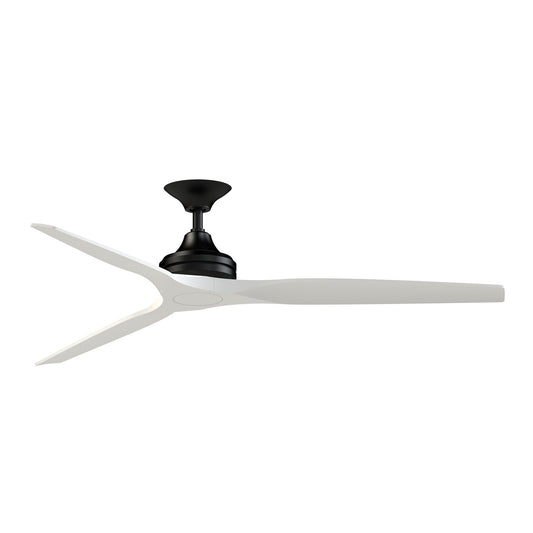 Fanimation Spitfire DC Custom 64in Downrod Smart Ceiling Fan | Black and Matte White Blades | Covered Patio & Indoor Living | Model FPD6721BBL-64MW