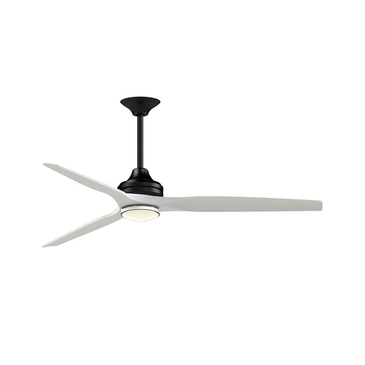Fanimation Spitfire DC Custom 64in Downrod Smart Ceiling Fan | Black and Matte White Blades | Covered Patio & Indoor | Model FPD6721BBL-64MW-DWLK