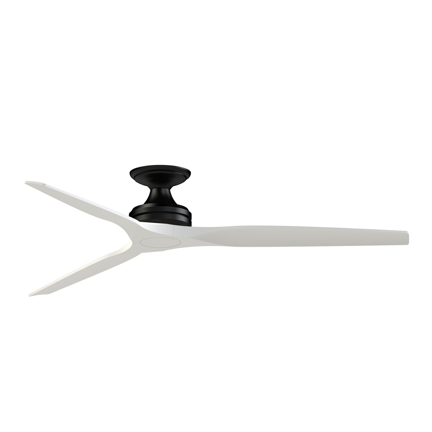 Fanimation Spitfire 64in Flush Ceiling Fan | Modern Black and Matte White Buttonwood | Covered Patio & Bedroom | Model FPD6721BBL-64MW-F