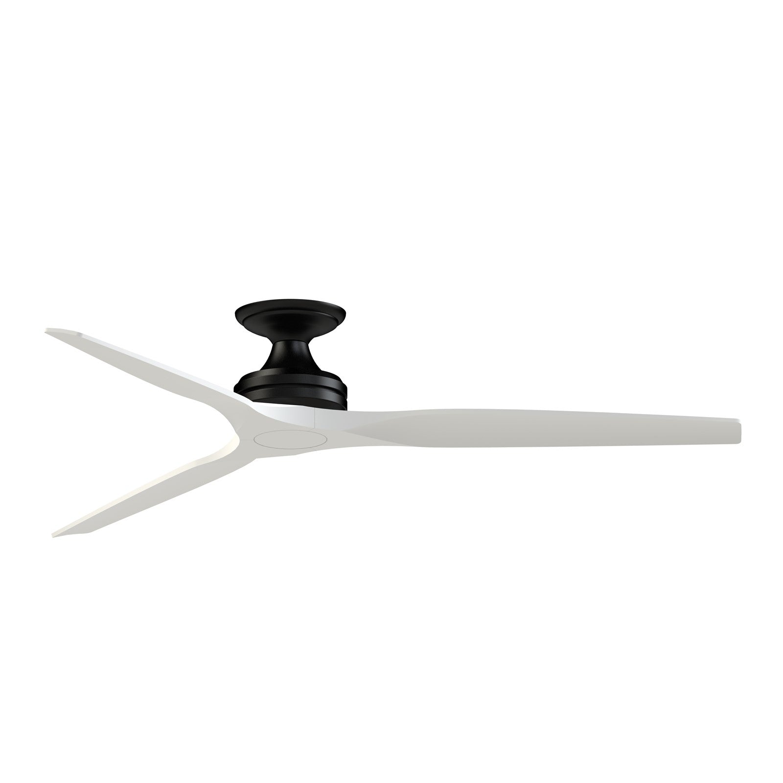 Fanimation Spitfire 64in Flush Ceiling Fan | Modern Black and Matte White Buttonwood | Covered Patio & Bedroom | Model FPD6721BBL-64MW-F