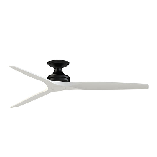 Fanimation Spitfire 64in Flush Ceiling Fan | Modern Black and Matte White Buttonwood | Covered Patio & Bedroom | Model FPD6721BBL-64MW-F