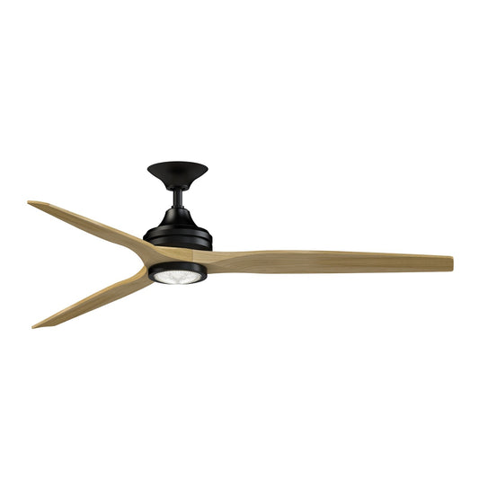 Fanimation Spitfire 64in 1-Light Ceiling Fan | Black and Natural Buttonwood | Covered Patio & Living Room | Model FPD6721BBL-64N-LK