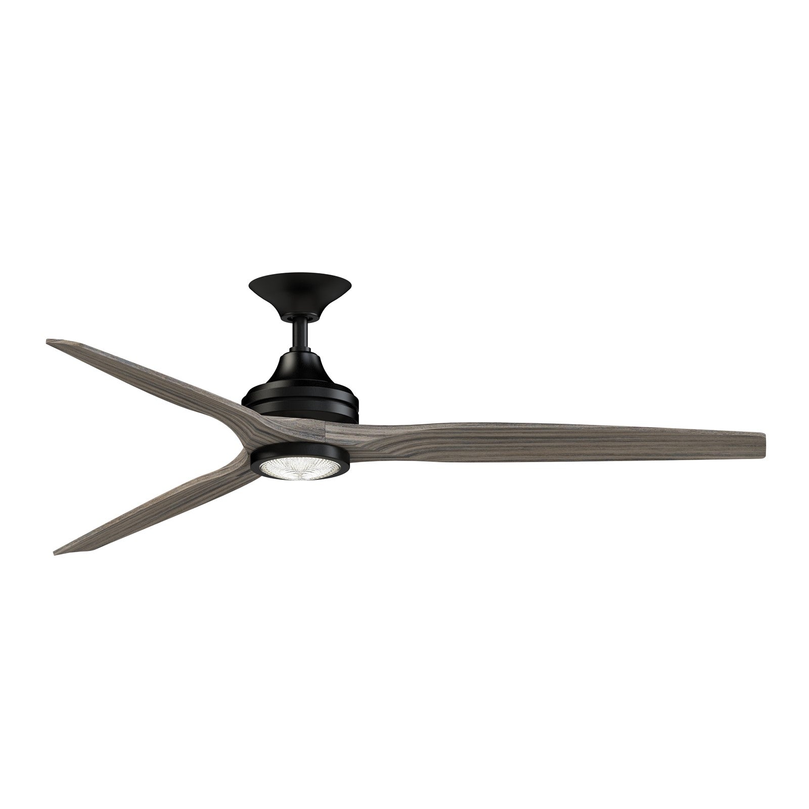 Fanimation Spitfire DC Custom 64in Downrod Smart Ceiling Fan | Black and Weathered Wood Blades | Covered Patio & Living | Model FPD6721BBL-64WE-LK