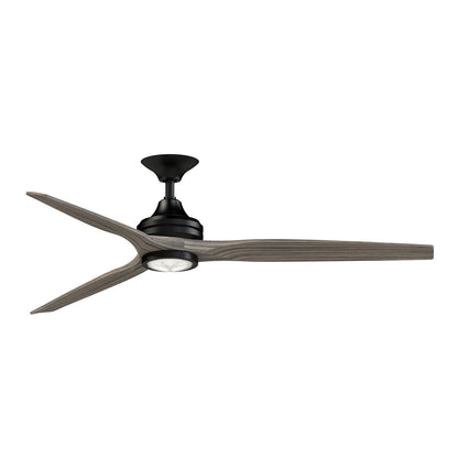 Fanimation Spitfire DC Custom 64in Downrod Smart Ceiling Fan | Black and Weathered Wood Blades | Covered Patio & Living | Model FPD6721BBL-64WE-LK