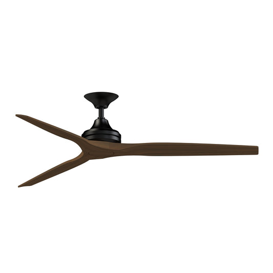 Fanimation Spitfire DC Custom 64in Downrod Ceiling Fan | Black and Whiskey Wood | Covered Patio & Living Room | Model FPD6721BBL-64WK