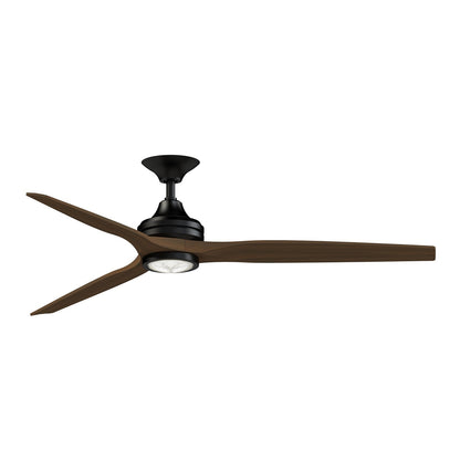 Fanimation Spitfire DC Custom 64in Smart Ceiling Fan with LED Light Kit | Black and Whiskey Wood | Covered Patio & Living | Model FPD6721BBL-64WK-LK