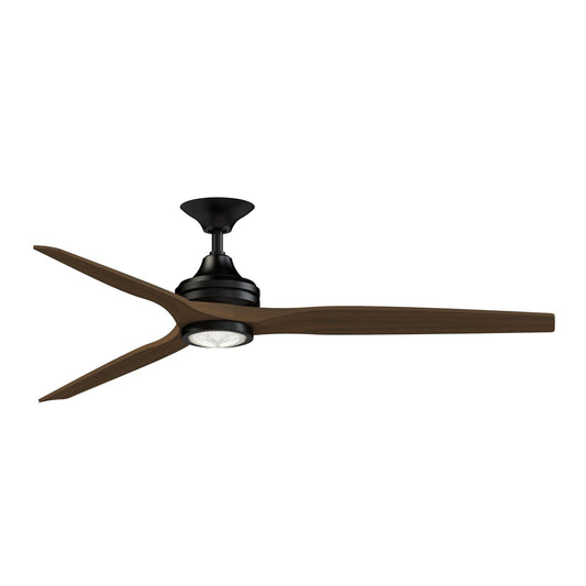 Fanimation Spitfire DC Custom 64in Smart Ceiling Fan with LED Light Kit | Black and Whiskey Wood | Covered Patio & Living | Model FPD6721BBL-64WK-LK