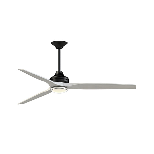Fanimation Spitfire 64in 1-Light Ceiling Fan | Black and White Washed Buttonwood | Covered Patio & Living Room | Model FPD6721BBL-64WW-DWLK