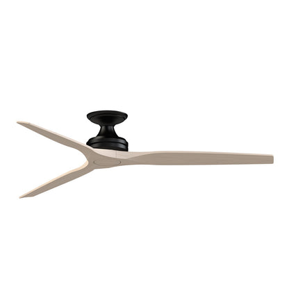 Fanimation Spitfire 64in Flush Ceiling Fan | Black and White Washed Buttonwood | Covered Patio & Living Room | Model FPD6721BBL-64WW-F
