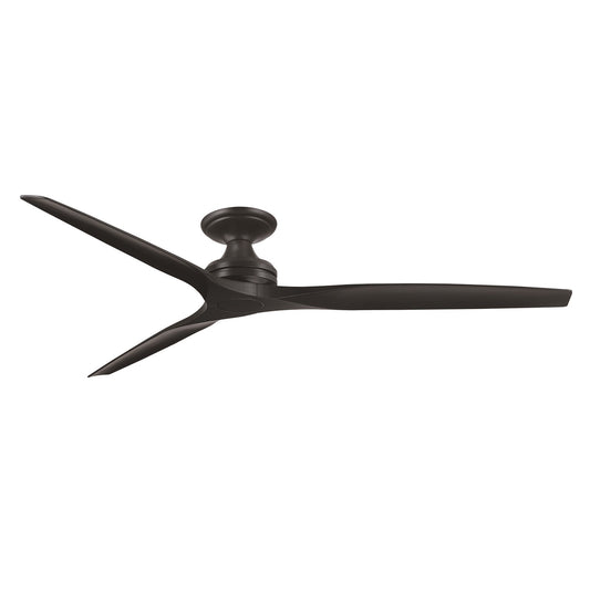 Fanimation Spitfire DC Custom 72in Flush Ceiling Fan | Matte Black and Black Buttonwood Blades | Covered Patio & Living | Model FPD6721BBL-72BL-F