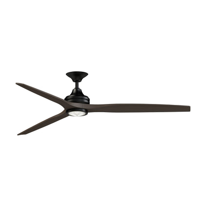 Fanimation Spitfire DC Custom 72in Downrod Smart Ceiling Fan with LED Light Kit | Black and Dark Walnut | Covered Patio | Model FPD6721BBL-72DWA-LK