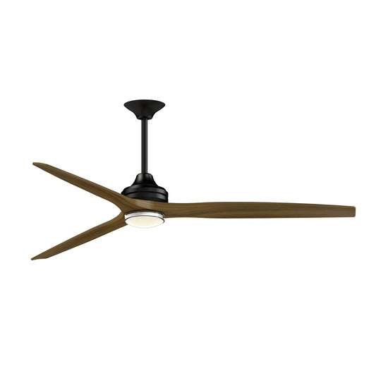 Fanimation Spitfire DC Custom 72in 1-Light Ceiling Fan | Black and Koa Wood Blades | Covered Patio & Living Room | Model FPD6721BBL-72K-DWLK