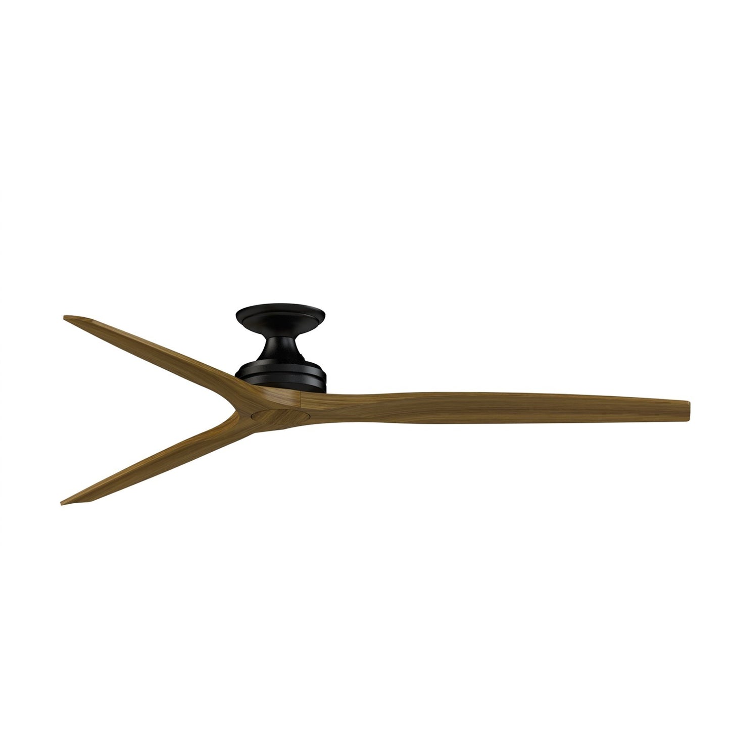 Fanimation Spitfire DC Custom 72in Flush Ceiling Fan | Black and Koa Wood Blades | Covered Patio & Living Room | Model FPD6721BBL-72K-F