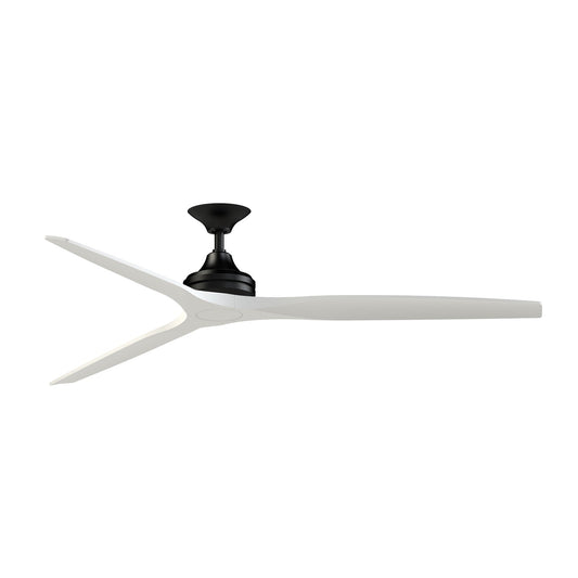 Fanimation Spitfire DC Custom 72in Smart Ceiling Fan | Black Motor with Matte White Blades | Covered Patio & Indoor Rooms | Model FPD6721BBL-72MW