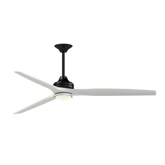 Fanimation Spitfire DC Custom 72in Smart Ceiling Fan | Black Motor with Matte White Blades | Covered Patio & Indoor | Model FPD6721BBL-72MW-DWLK