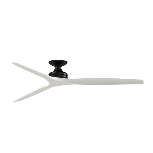 Fanimation Spitfire 72in Flush Mount Smart Ceiling Fan | Black Motor with Matte White Blades | Covered Patio & Great Room | Model FPD6721BBL-72MW-F