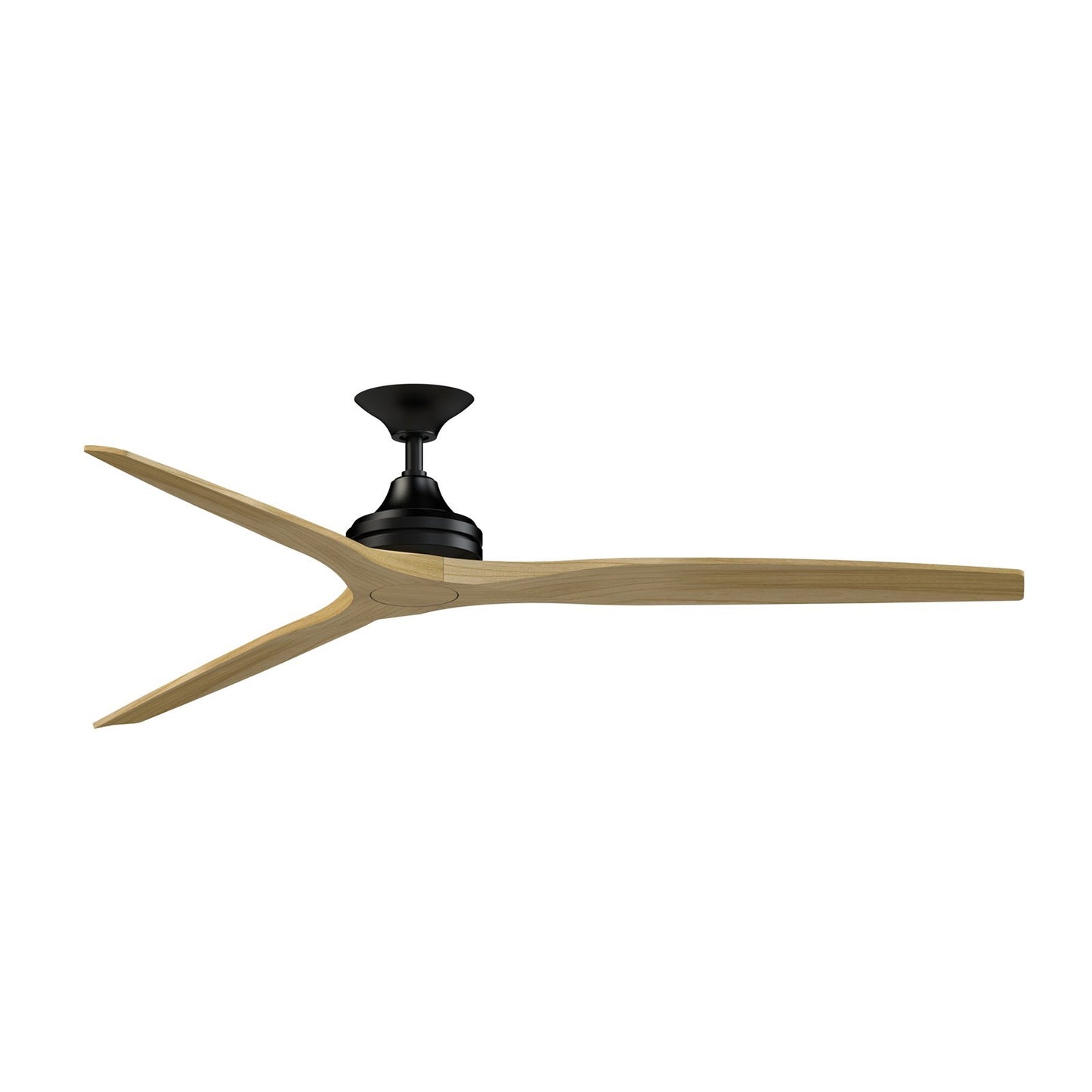 Fanimation Spitfire 72in Downrod Smart Ceiling Fan | Black Motor with Natural Blades | Covered Patio & Great Room | Model FPD6721BBL-72N