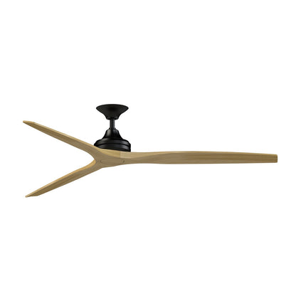 Fanimation Spitfire 72in Downrod Smart Ceiling Fan | Black Motor with Natural Blades | Covered Patio & Great Room | Model FPD6721BBL-72N