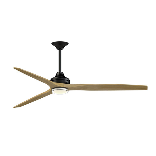 Fanimation Spitfire DC Custom 72in 1-Light Ceiling Fan | Black and Natural Buttonwood Blades | Covered Patio & Porch | Model FPD6721BBL-72N-DWLK