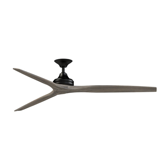 Fanimation Spitfire 72in Downrod Smart Ceiling Fan | Black and Weathered Wood Buttonwood Blades | Covered Patio & Living Room | Model FPD6721BBL-72WE