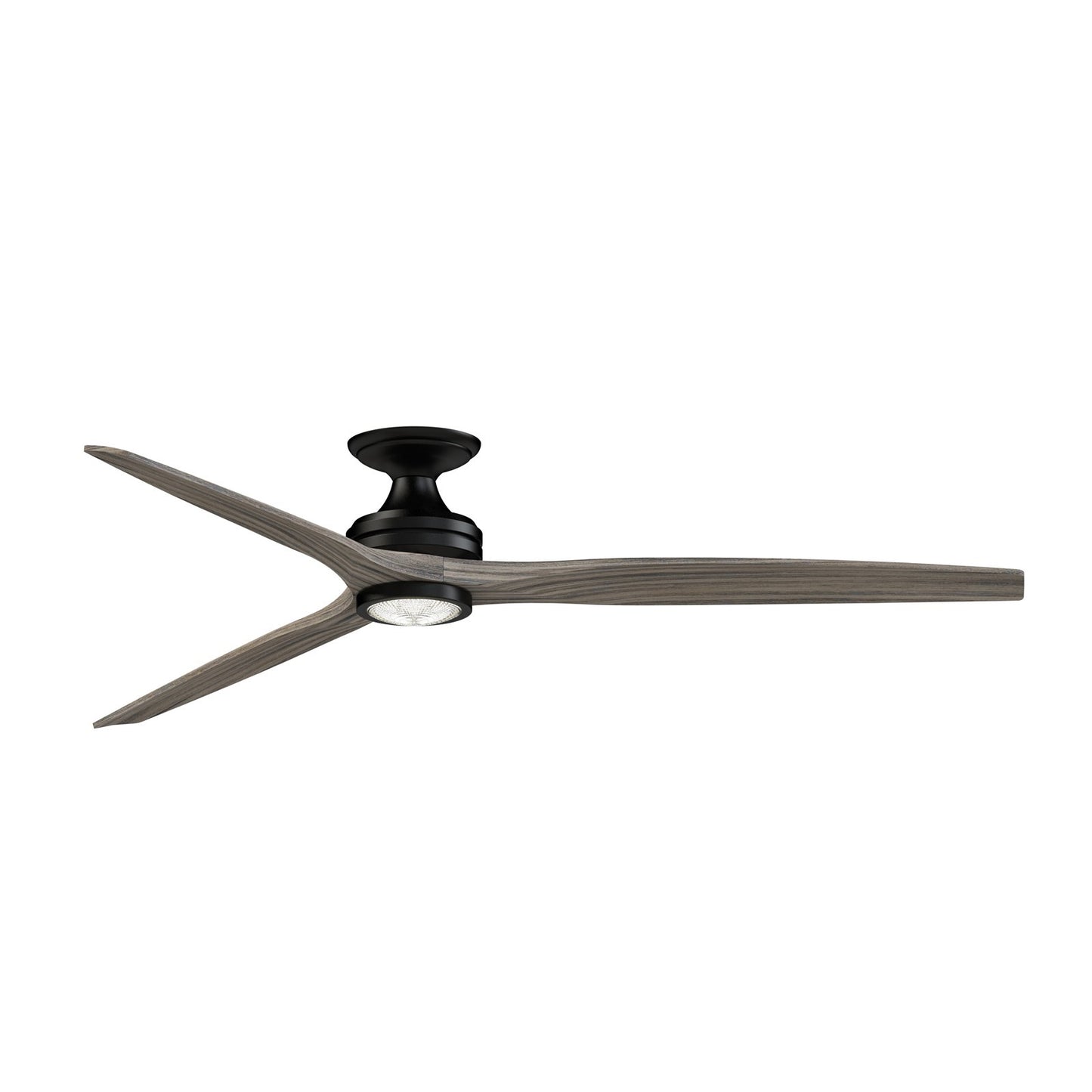 Fanimation Spitfire 72in Flush Ceiling Fan | Black and Weathered Wood | Covered Patio & Living Room | 72 x 72 x 11.33 in | Model FPD6721BBL-72WE-LK-F