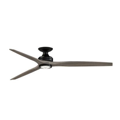 Fanimation Spitfire 72in Flush Ceiling Fan | Black and Weathered Wood | Covered Patio & Living Room | 72 x 72 x 11.33 in | Model FPD6721BBL-72WE-LK-F