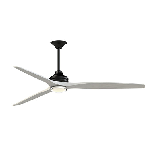 Fanimation Spitfire 72in 1-Light Smart Ceiling Fan | Black and White Washed Buttonwood | Covered Patio & Living Room | Model FPD6721BBL-72WW-DWLK