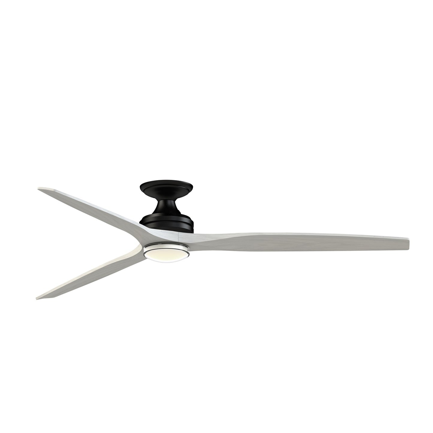 Fanimation Spitfire 72in 1-Light Flush Smart Ceiling Fan | Black and White Washed Buttonwood | Covered Patio & Living | Model FPD6721BBL-72WW-DWLK-F