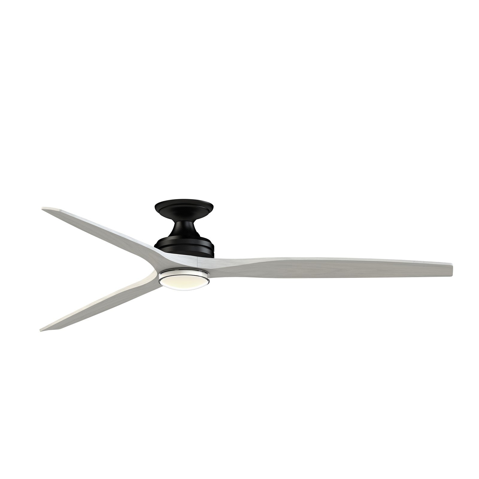 Fanimation Spitfire 72in 1-Light Flush Smart Ceiling Fan | Black and White Washed Buttonwood | Covered Patio & Living | Model FPD6721BBL-72WW-DWLK-F