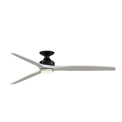 Fanimation Spitfire 72in 1-Light Flush Smart Ceiling Fan | Black and White Washed Buttonwood | Covered Patio & Living | Model FPD6721BBL-72WW-DWLK-F