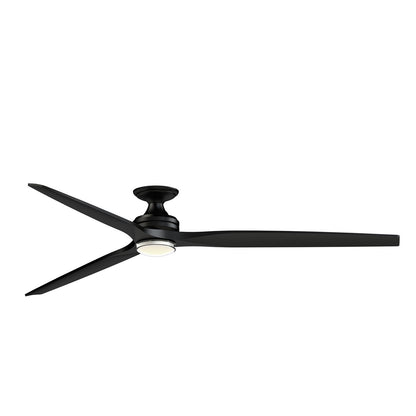 Fanimation Spitfire DC Custom 84in 1-Light Ceiling Fan | Matte Black and Black Buttonwood Blades | Covered Patio | Model FPD6721BBL-84BL-DWLK-F