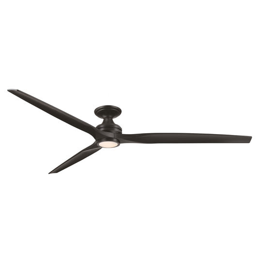 Fanimation Spitfire DC Custom 84in Flush Smart Ceiling Fan | Black and Black Blades | Covered Patio & Living Room | Model FPD6721BBL-84BL-LK-F