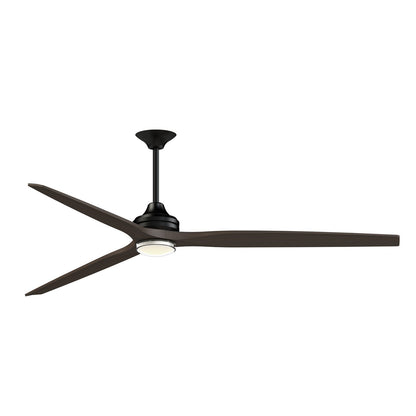 Fanimation Spitfire DC Custom 84in Downrod Smart Ceiling Fan | Black and Dark Walnut Blades | Covered Patio & Living | Model FPD6721BBL-84DWA-DWLK