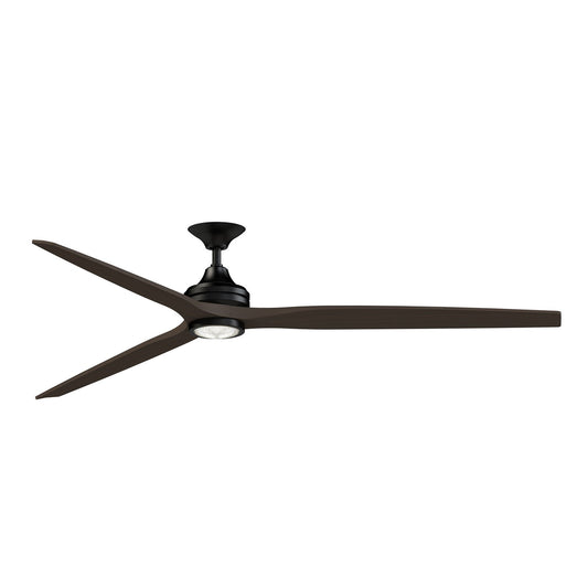 Fanimation Spitfire DC Custom 84in Downrod Ceiling Fan with LED Light | Black and Dark Walnut | Covered Patio & Living | Model FPD6721BBL-84DWA-LK