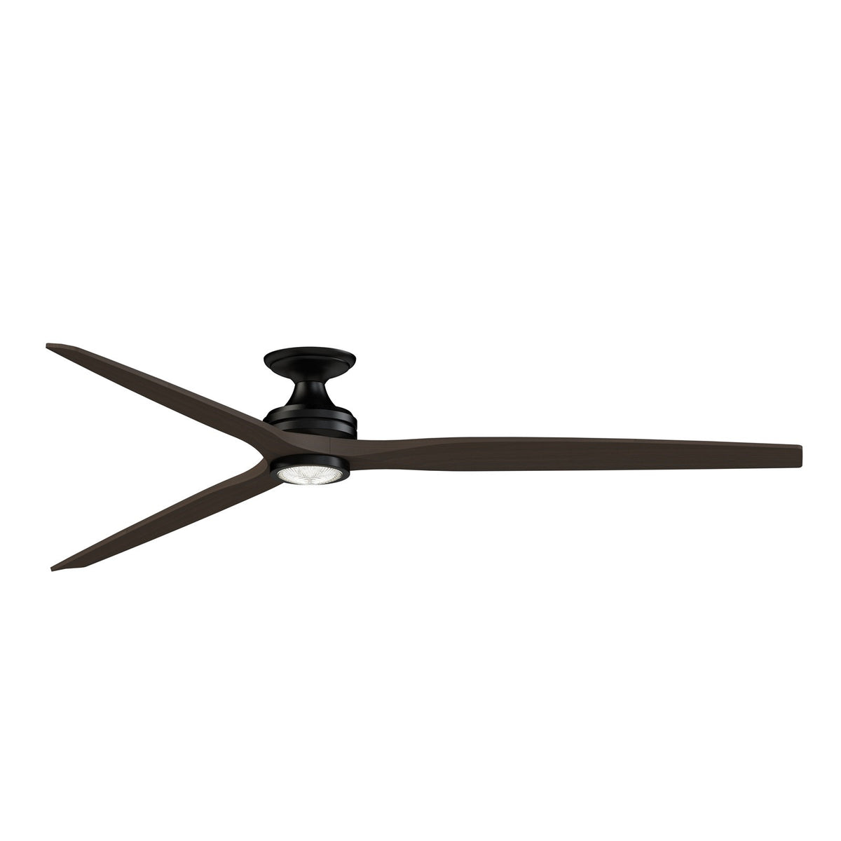 Fanimation Spitfire DC Custom 84in Flush Ceiling Fan with LED Light | Black and Dark Walnut | Covered Patio & Living Room | Model FPD6721BBL-84DWALKF