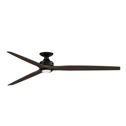 Fanimation Spitfire DC Custom 84in Flush Ceiling Fan with LED Light | Black and Dark Walnut | Covered Patio & Living Room | Model FPD6721BBL-84DWALKF
