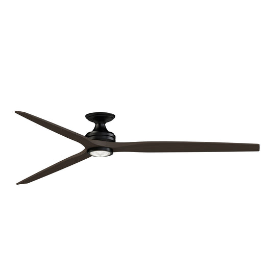 Fanimation Spitfire DC Custom 84in Flush Ceiling Fan with LED Light | Black and Dark Walnut | Covered Patio & Living Room | Model FPD6721BBL-84DWALKF