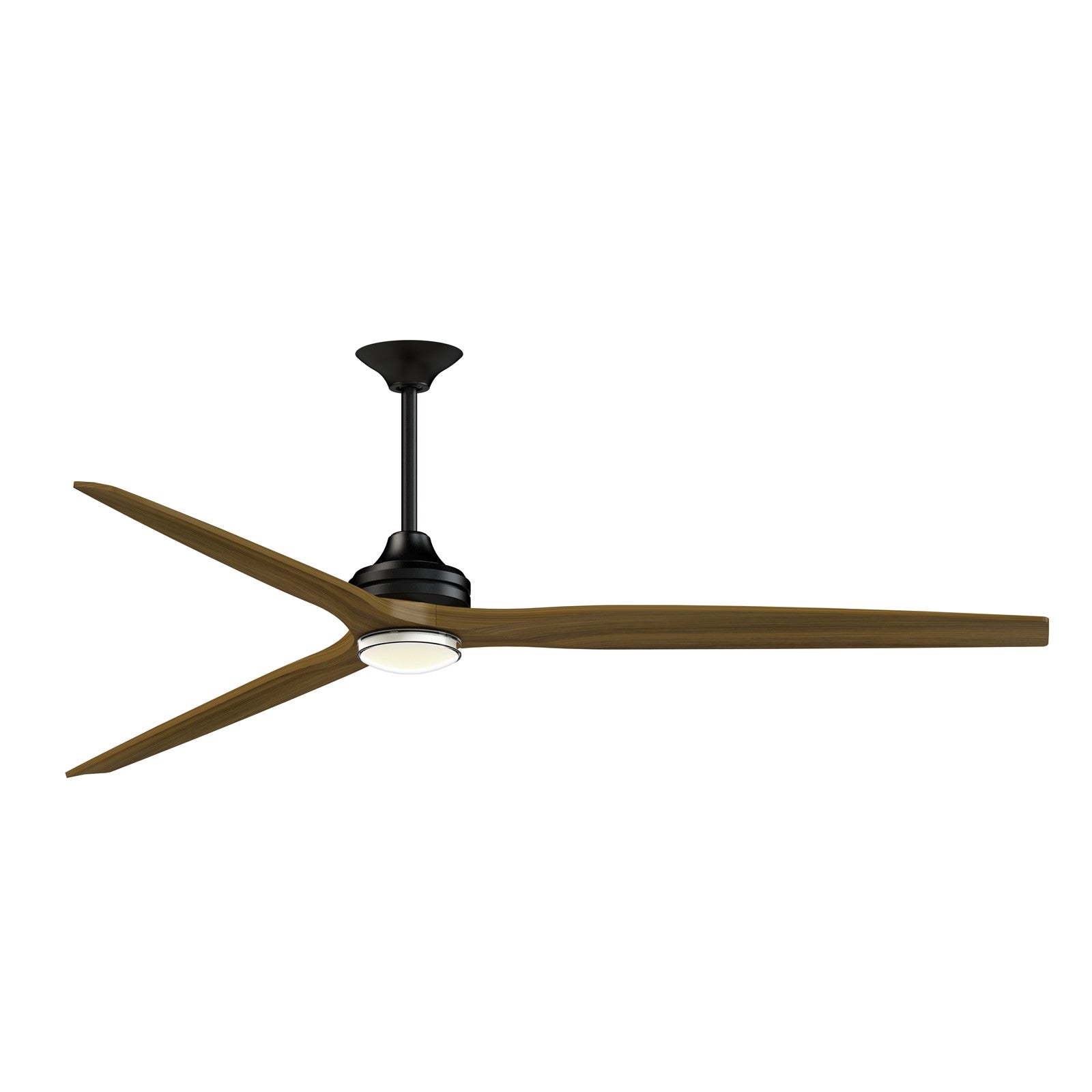 Fanimation Spitfire DC Custom 84in 1-Light Ceiling Fan | Black and Koa Wood Blades | Covered Patio & Indoor Living | Model FPD6721BBL-84K-DWLK