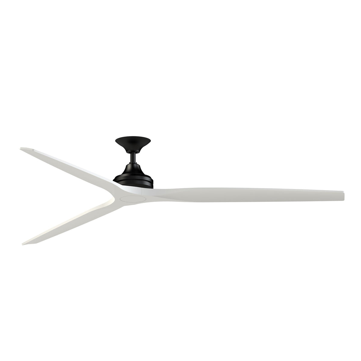 Fanimation Spitfire DC Custom 84in Downrod Smart Ceiling Fan | Black Motor with Matte White Blades | Covered Patio & Indoor | Model FPD6721BBL-84MW