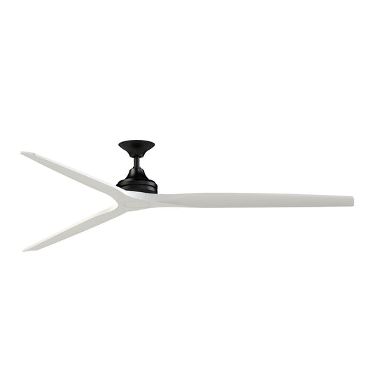 Fanimation Spitfire DC Custom 84in Downrod Smart Ceiling Fan | Black Motor with Matte White Blades | Covered Patio & Indoor | Model FPD6721BBL-84MW