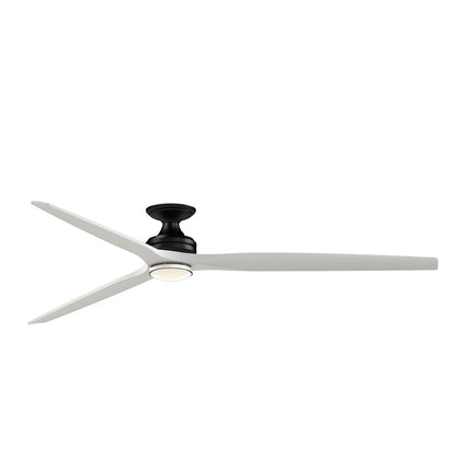Fanimation Spitfire DC Custom 84in Flush Smart Ceiling Fan | Black Motor with Matte White Blades | Covered Patio | Model FPD6721BBL-84MW-DWLK-F