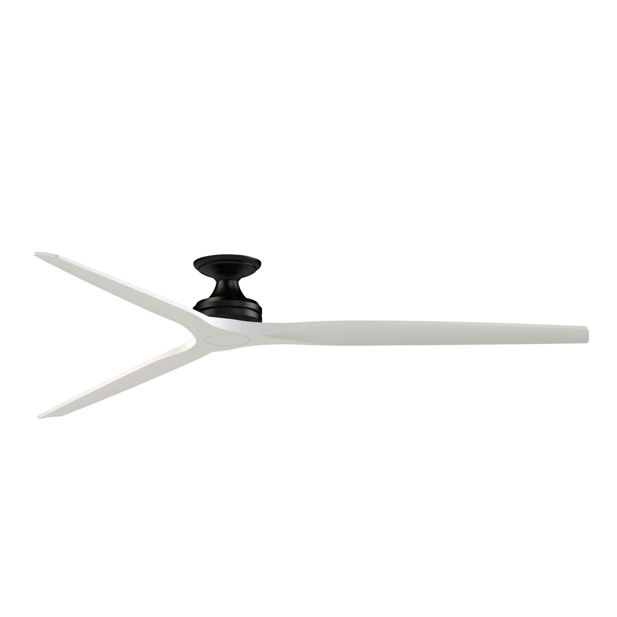Fanimation Spitfire DC Custom 84in Flush Ceiling Fan | Black and Matte White Buttonwood | Covered Patio & Living Room | Model FPD6721BBL-84MW-F