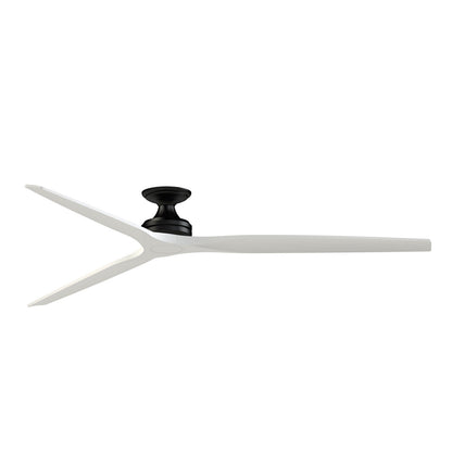 Fanimation Spitfire DC Custom 84in Flush Ceiling Fan | Black and Matte White Buttonwood | Covered Patio & Living Room | Model FPD6721BBL-84MW-F